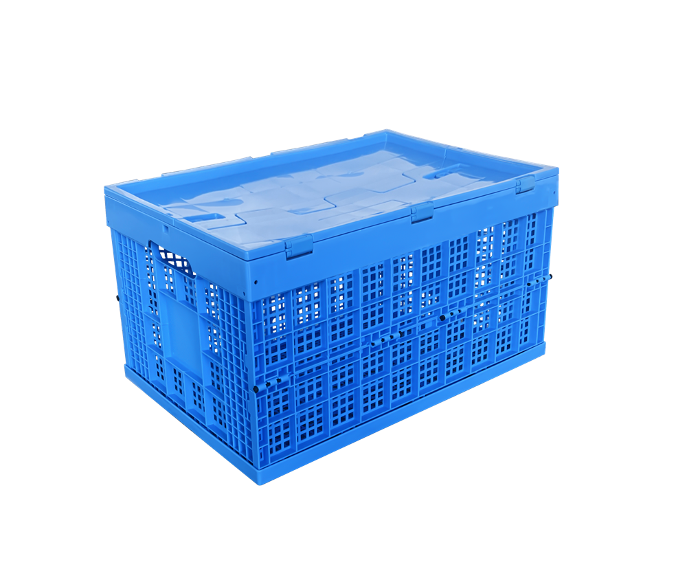 600x400x340 mm with lid fruit use PP material vented type plastic collapsible  crate basket