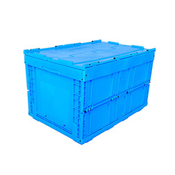 ZJXS6040368C-5 foldable box with lid PP material storage collapsible crate in blue color
