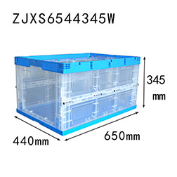 clear color 650*440*345mm collapsible storage box and crate without cover