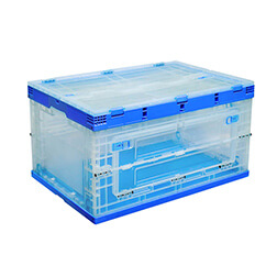 front open storage box 650*440*360 mm transparent collapsible bin with lid
