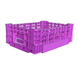400x300x140 purple color vented type plastic collapsible crate