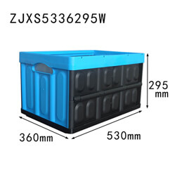 530x360x295 blue with black plastic collapsible crate and container