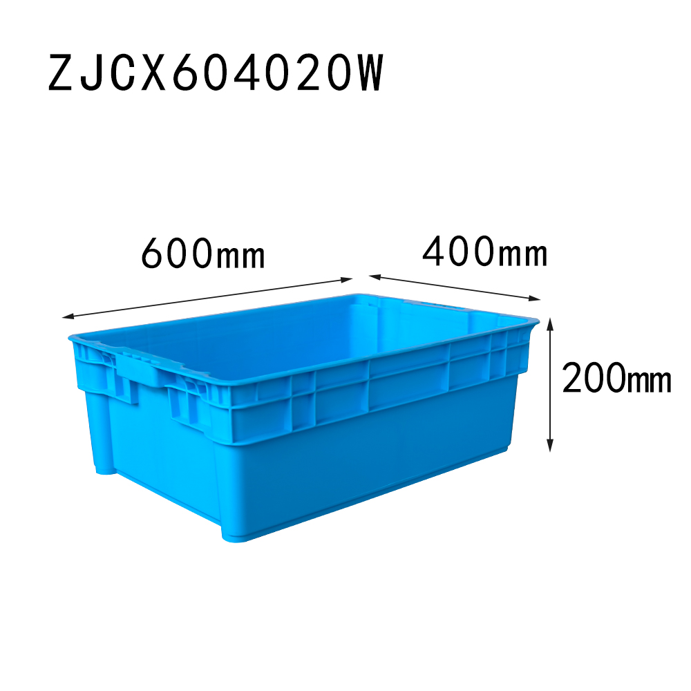 solid type durable 600x400x200 mm PP material nestable plastic moving tote box storage bin plastic container