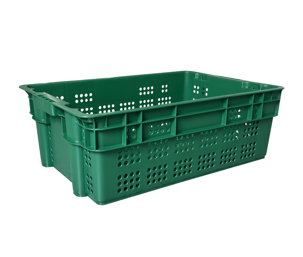 600x400x200 mm PP material nestable and stacking plastic moving tote box vented type storage bin plastic container