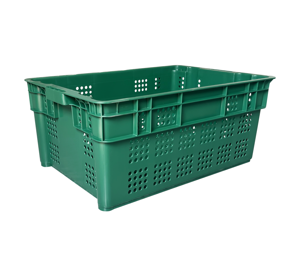 600x400x250 mm PP material nestable and stacking plastic moving tote box vented type storage bin plastic container